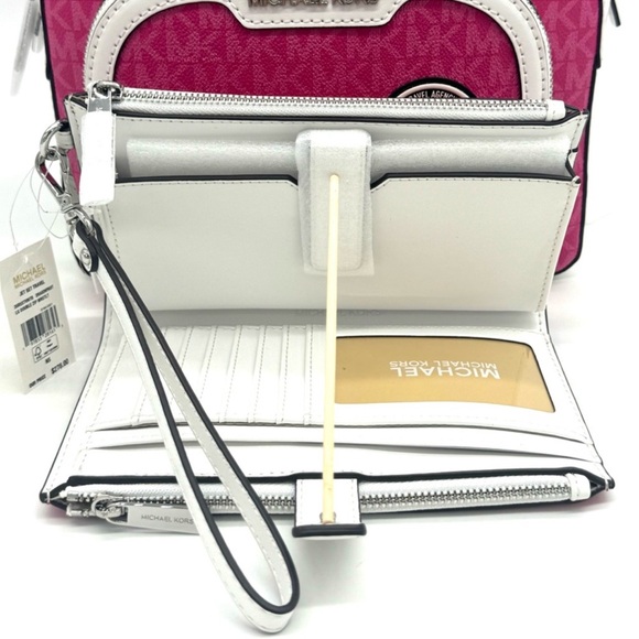 Michael Kors Md Embellished Zip Pocket Backpack & Double Zip Wallet Dragonfruit - Picture 12 of 14